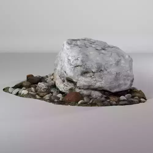 White quartz stone low poly pbr 