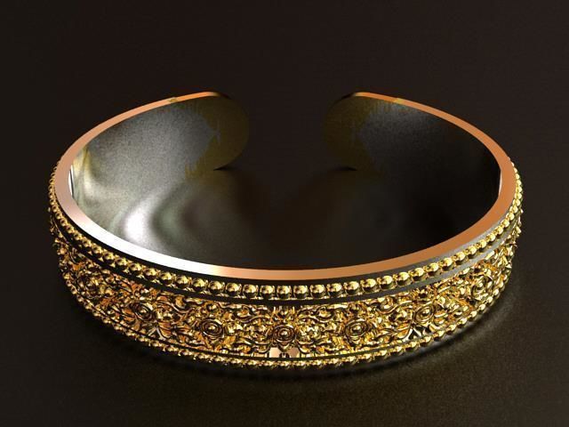 Thai Flower Pattern Bracelet 3D print model_3