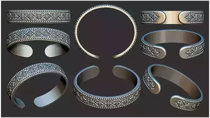 Thai Flower Pattern Bracelet 3D print model