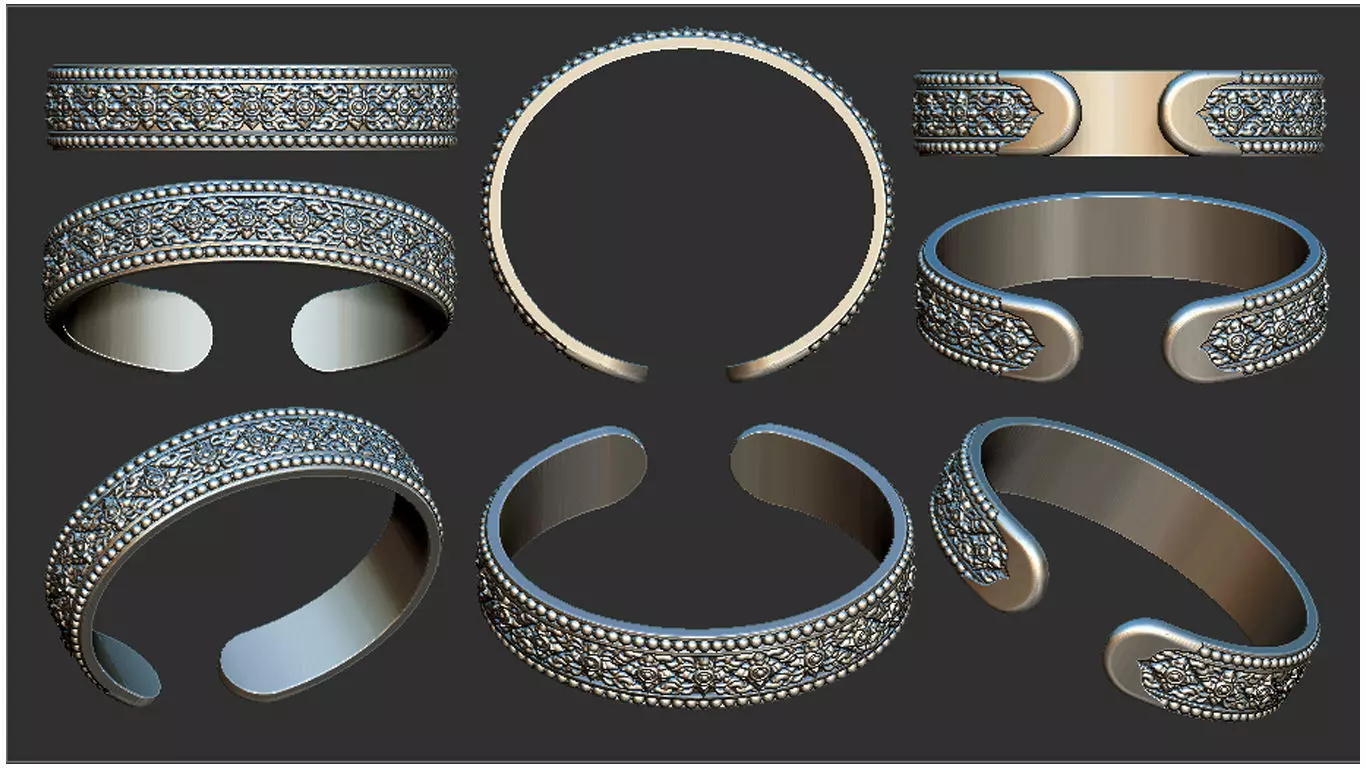 Thai Flower Pattern Bracelet 3D print model_0