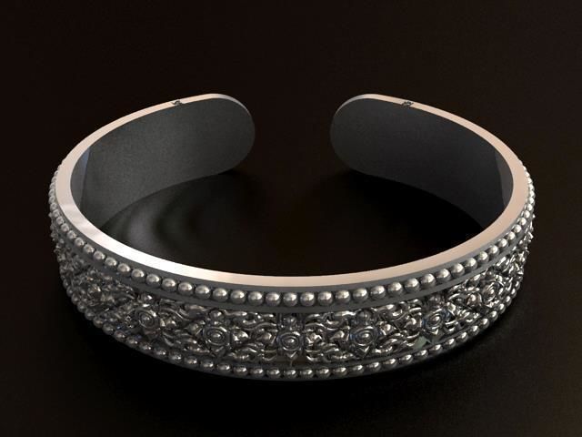 Thai Flower Pattern Bracelet 3D print model_4