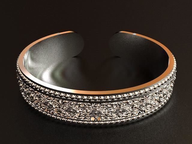 Thai Flower Pattern Bracelet 3D print model_1