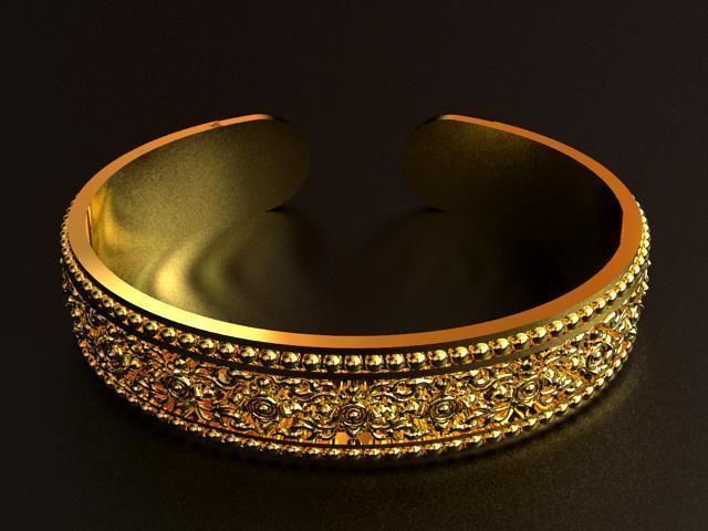 Thai Flower Pattern Bracelet 3D print model_2