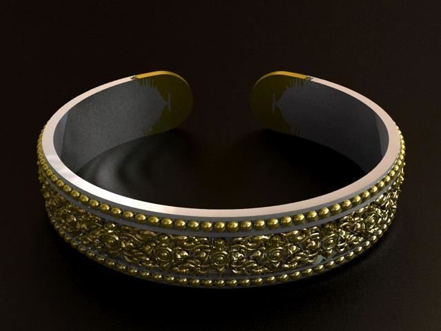 Thai Flower Pattern Bracelet 3D print model_5