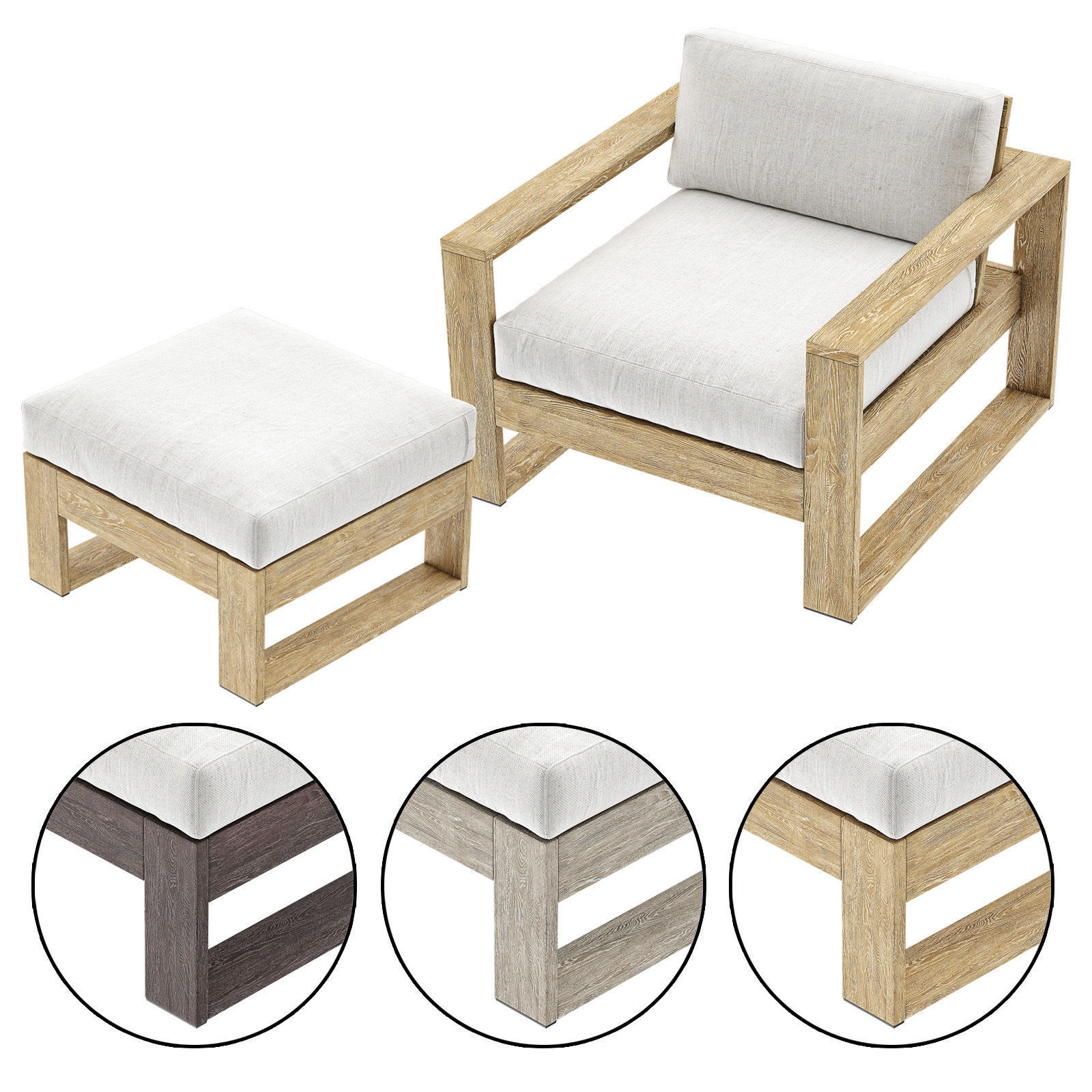 WEST ELM PORTSIDE Outdoor Lounge Chair with Ottoman 3D model CGTrader