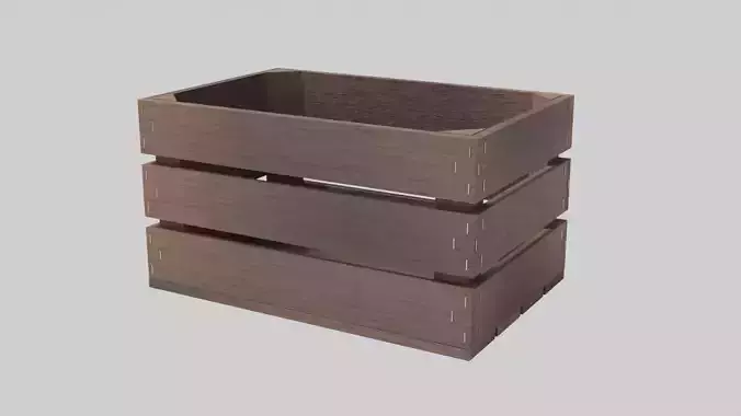 Wooden Box Low-poly 3D model