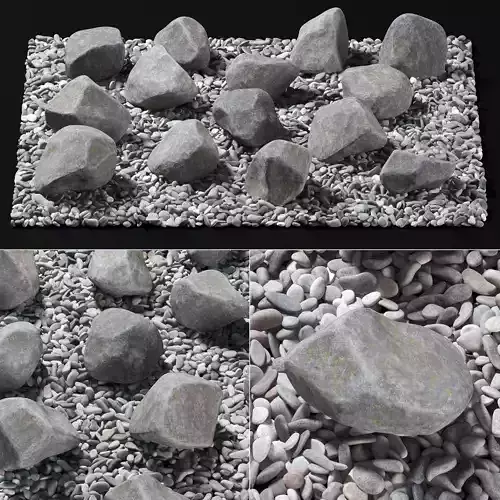 Square pebble stone street decor 