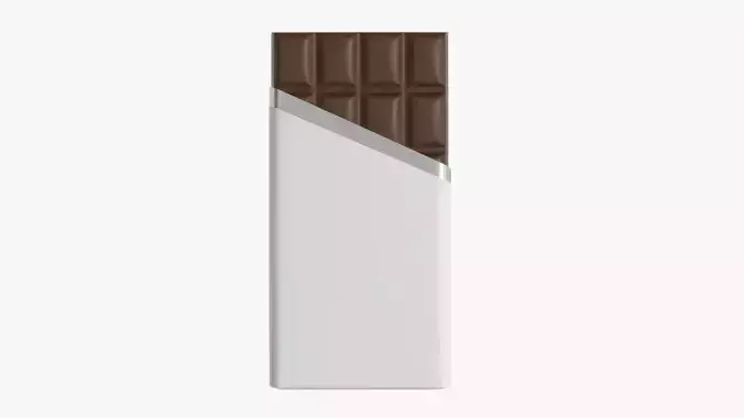 Brown chocolate bar packaging opened 02 3D model