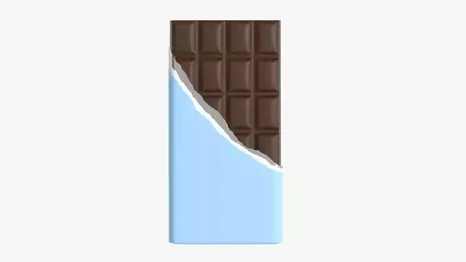Brown chocolate bar packaging opened 04 3D model