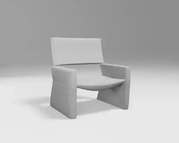 modern lounge chair - white fabric - simple design