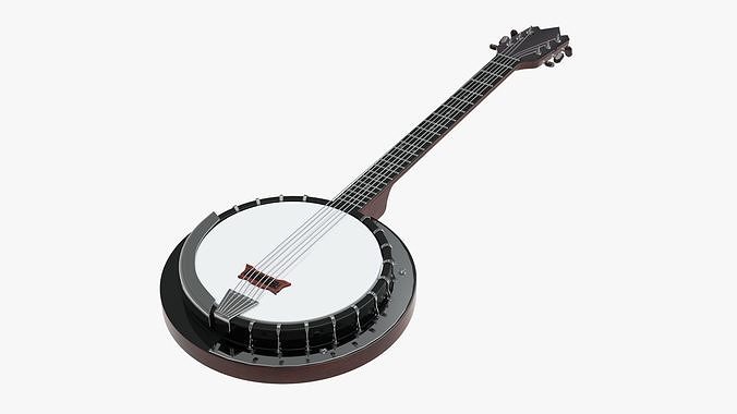Banjo stringed musical instrument 3D model