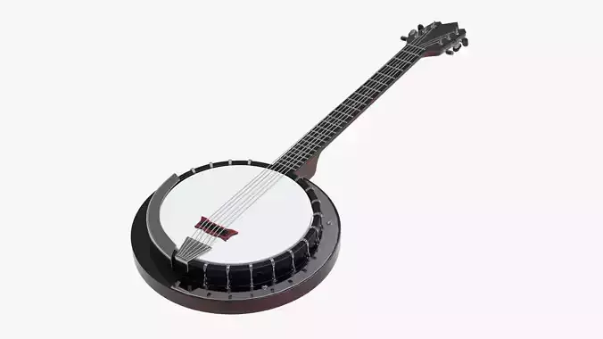 Banjo stringed musical instrument 3D model