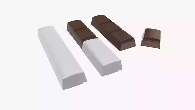 Chocolate bars with half broken packaging 3D model