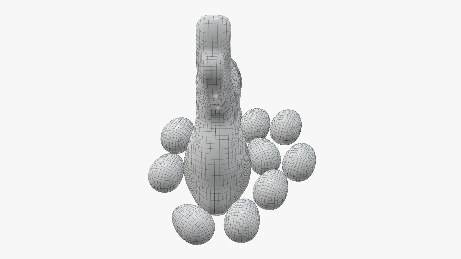 Chocolate rabbit and eggs 3D model_9