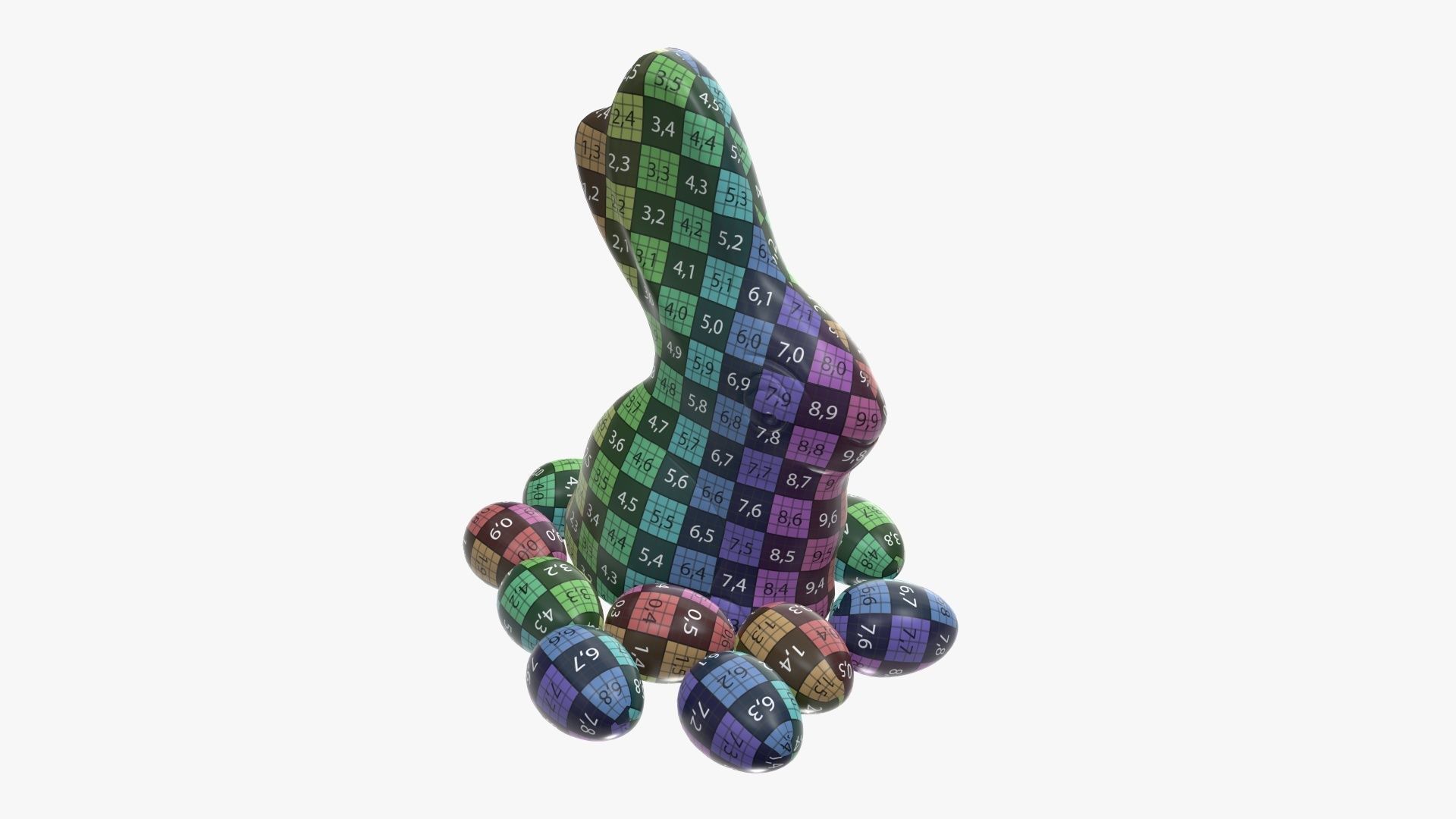 Chocolate rabbit and eggs 3D model_10