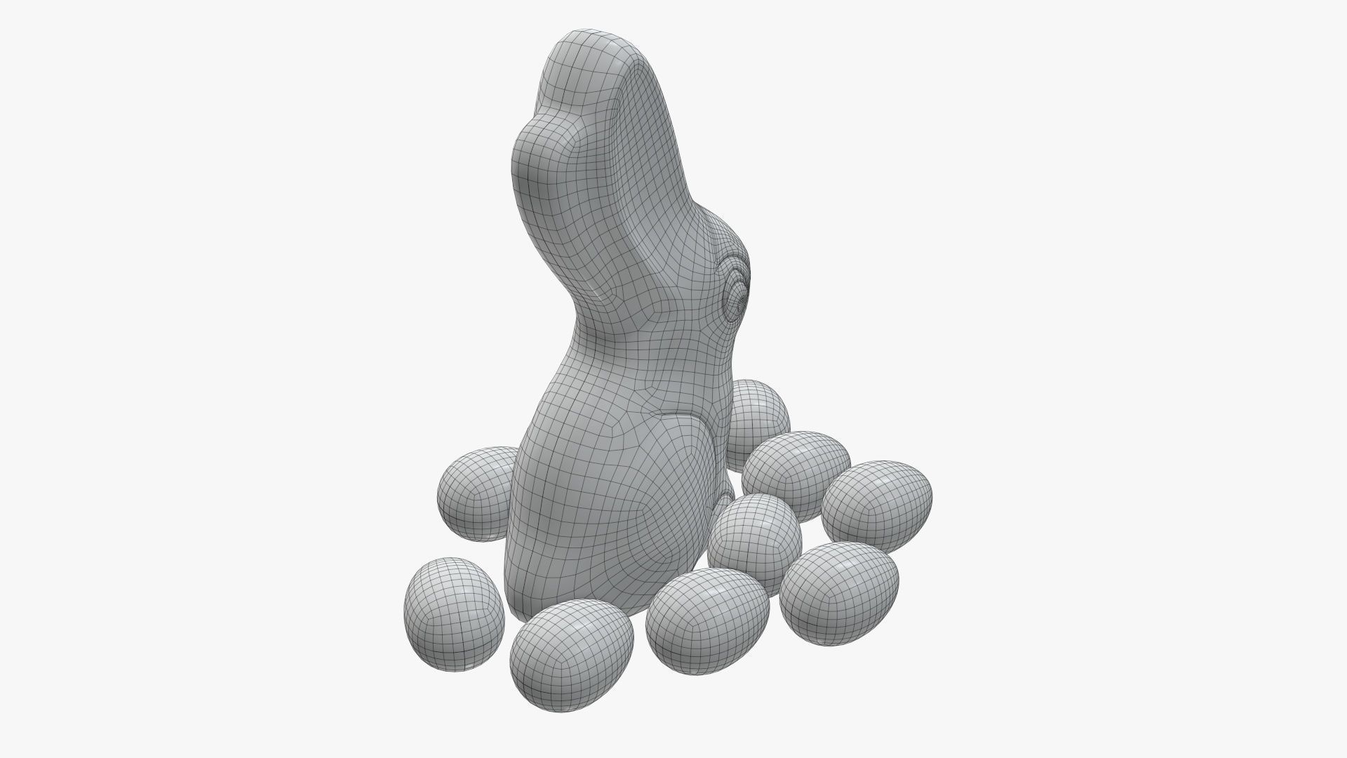 Chocolate rabbit and eggs 3D model_6
