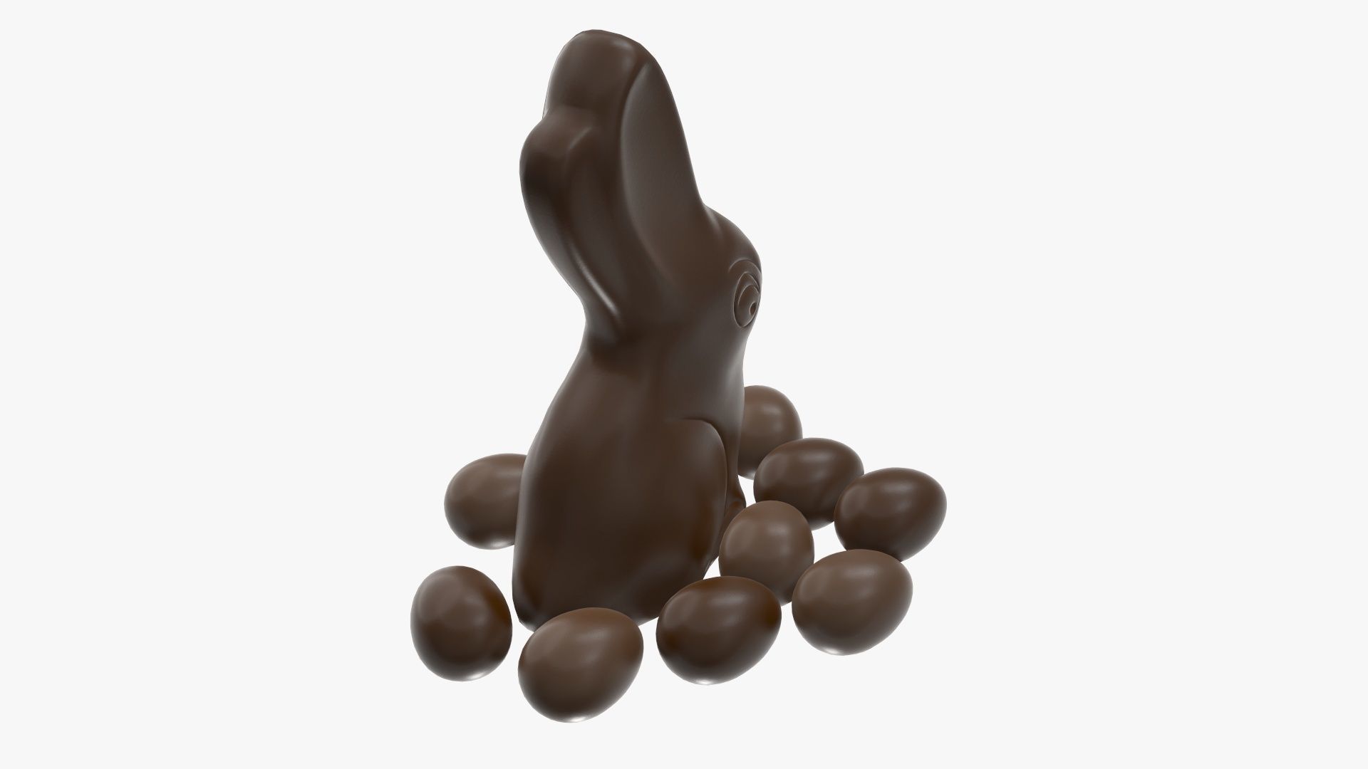 Chocolate rabbit and eggs 3D model_1