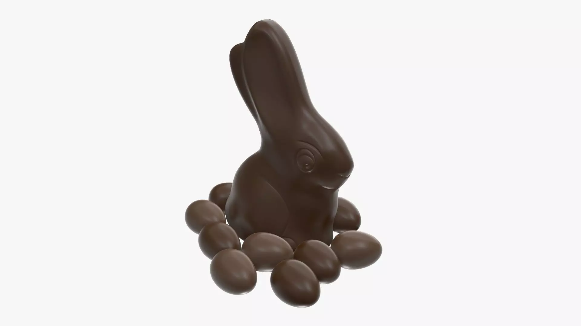 Chocolate rabbit and eggs 3D model_0