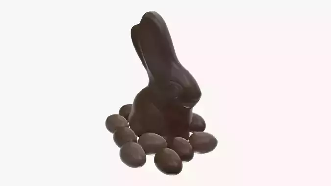 Chocolate rabbit and eggs