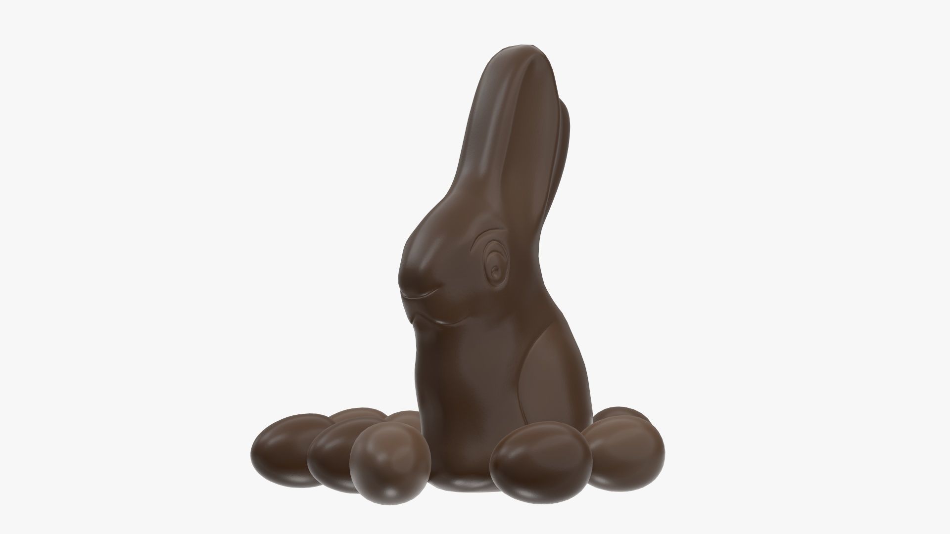 Chocolate rabbit and eggs 3D model_2
