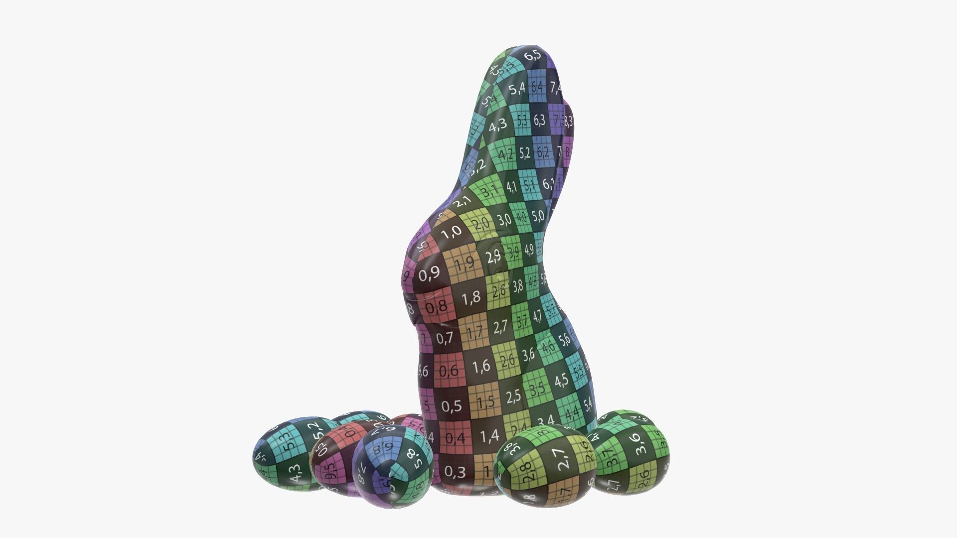 Chocolate rabbit and eggs 3D model_12