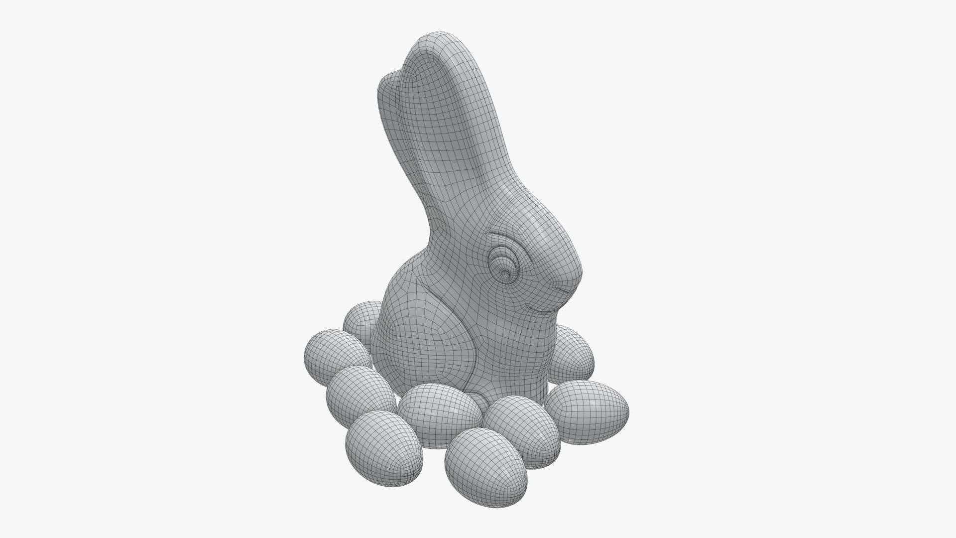 Chocolate rabbit and eggs 3D model_5