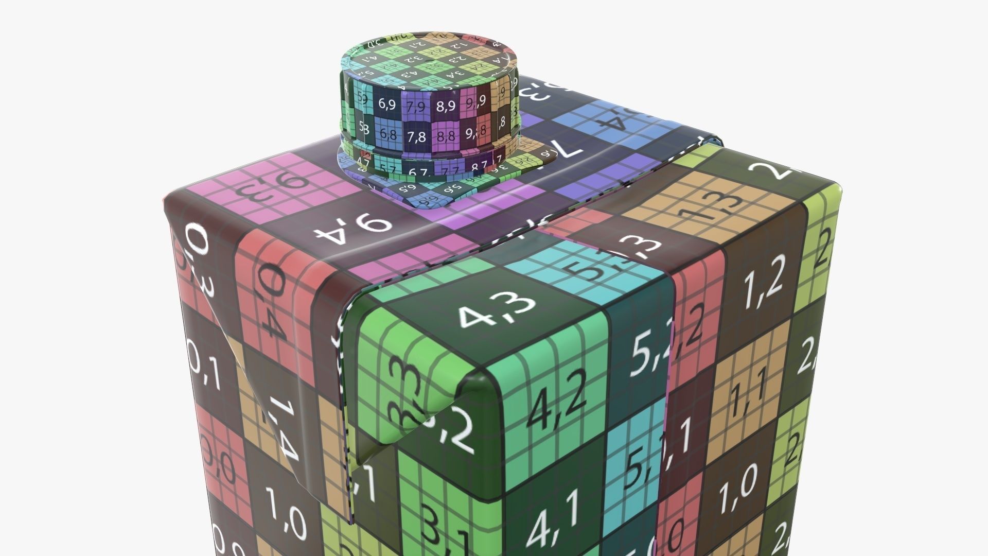 Juice 1000ml cardboard box packaging with cap  3D model_12