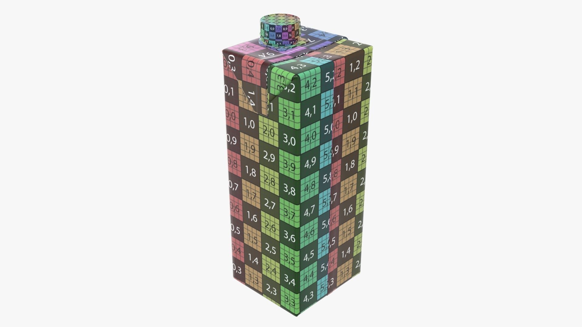 Juice 1000ml cardboard box packaging with cap  3D model_11