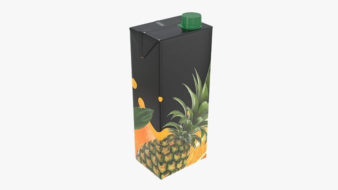 Juice 1500ml cardboard box packaging with cap  3D model