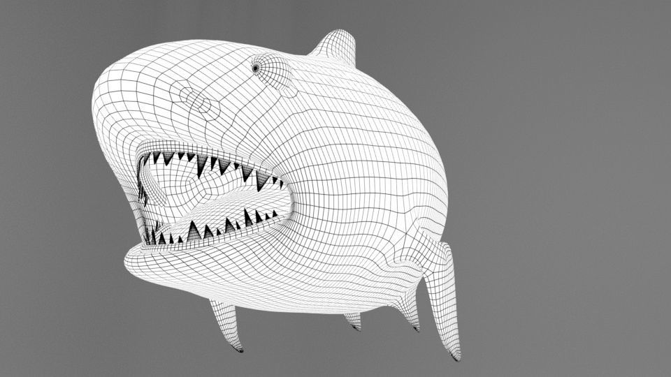 Stylized Cutesy Shark Low-poly 3D model_5