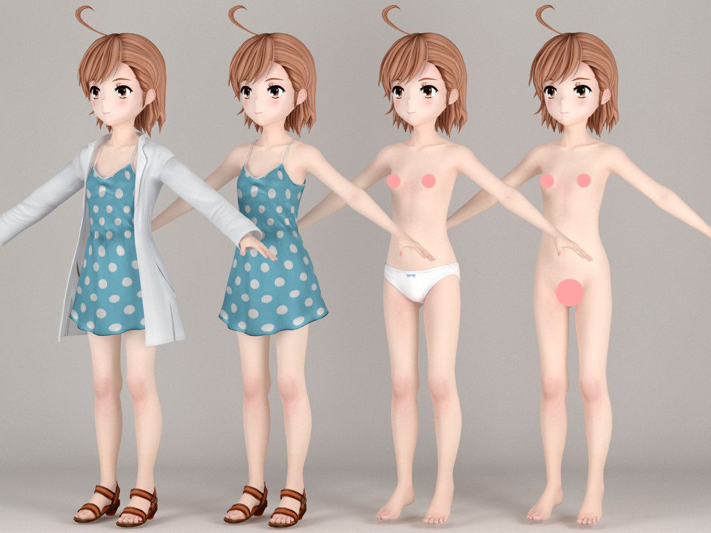 T pose nonrigged model of Last Order anime girl 3D model_3