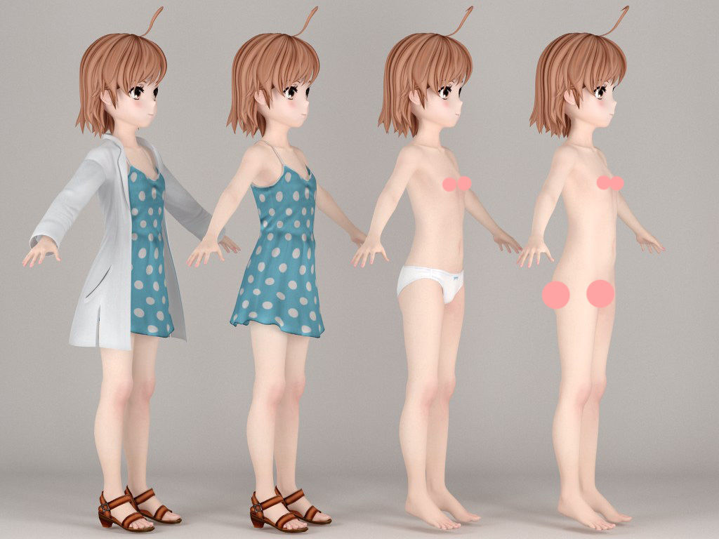 T pose nonrigged model of Last Order anime girl 3D model_6