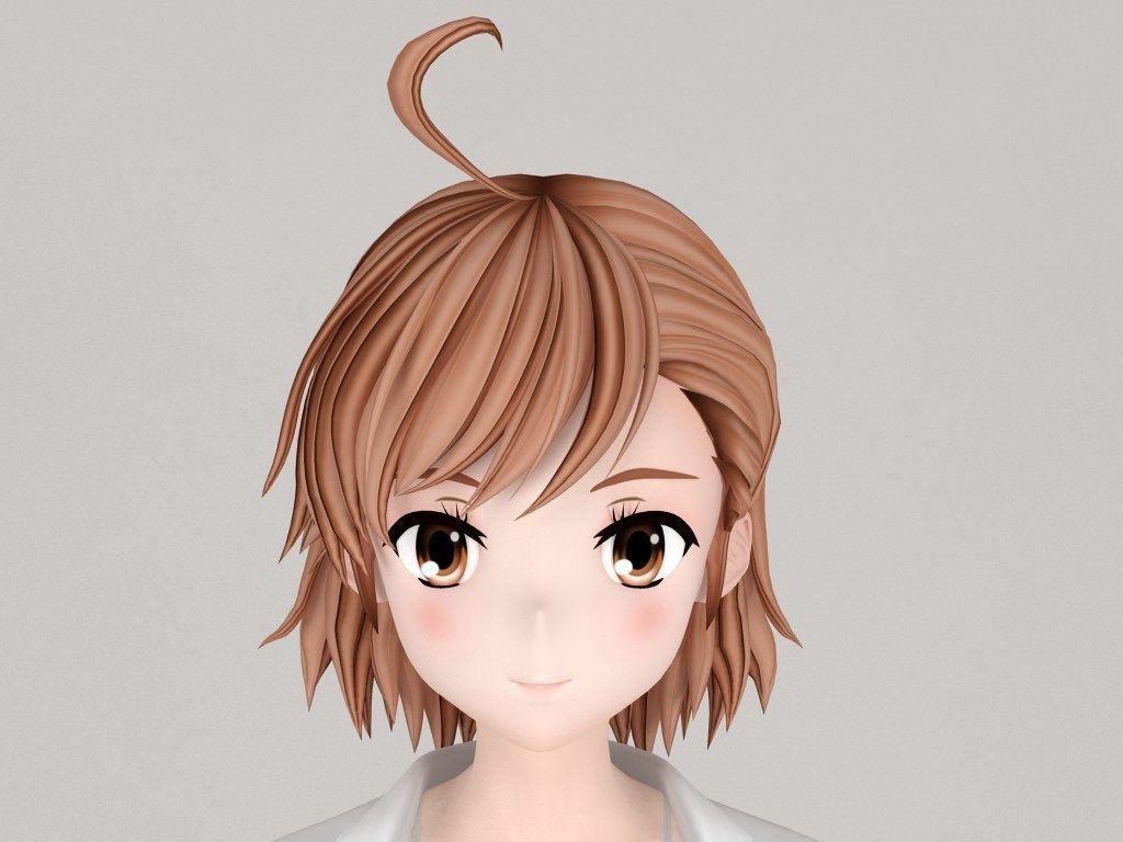 T pose nonrigged model of Last Order anime girl 3D model_1