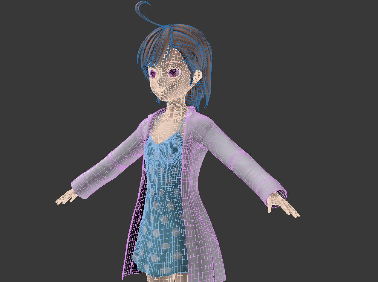 T pose nonrigged model of Last Order anime girl 3D model_7