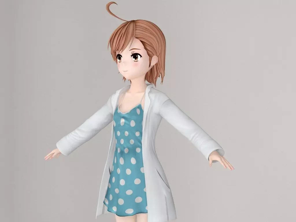 T pose nonrigged model of Last Order anime girl 3D model_0