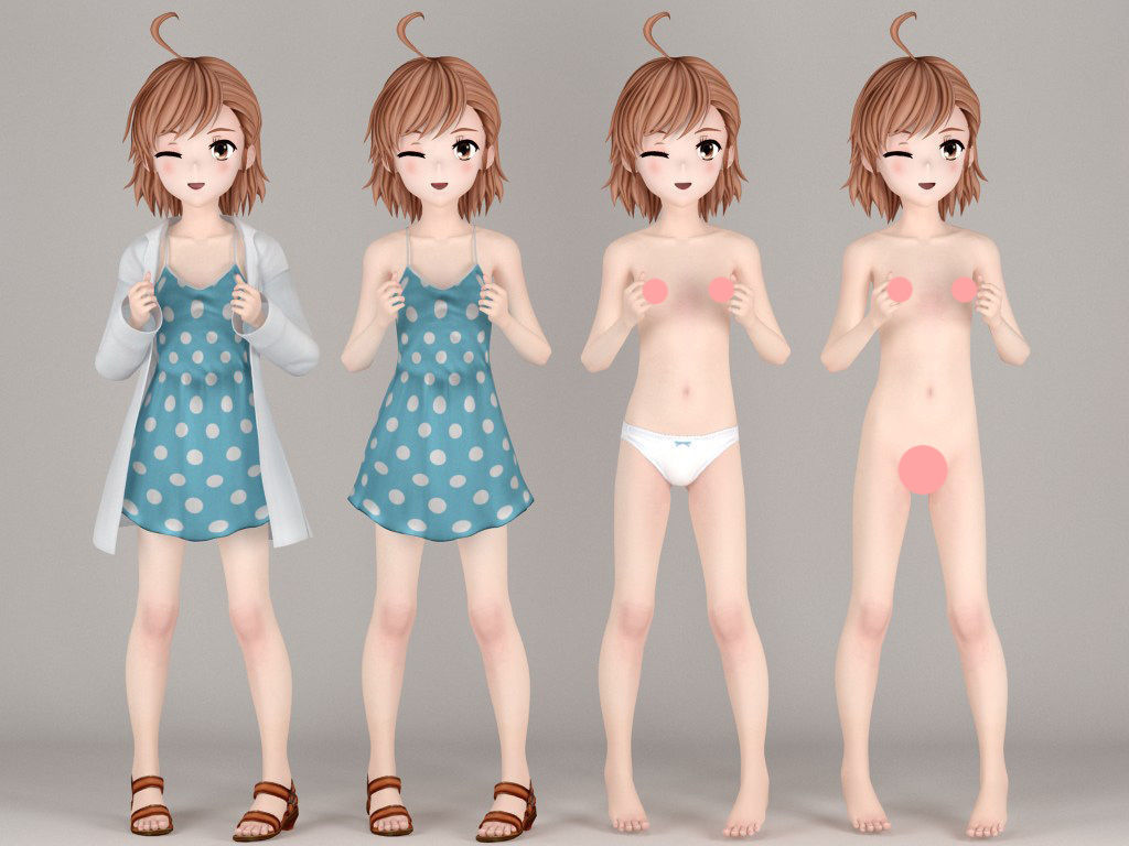 T pose rigged model of Last Order anime girl 3D model_1