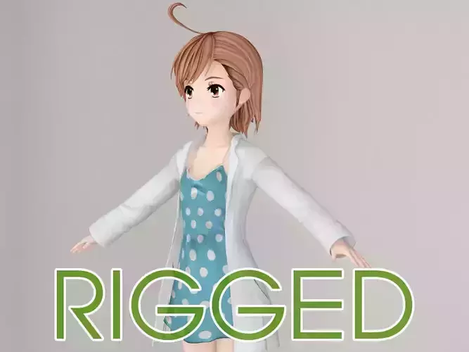 T pose rigged model of Last Order anime girl 3D model