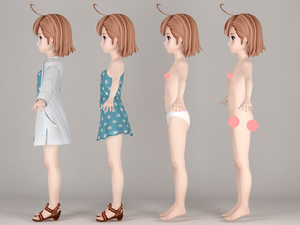 T pose rigged model of Last Order anime girl 3D model_6