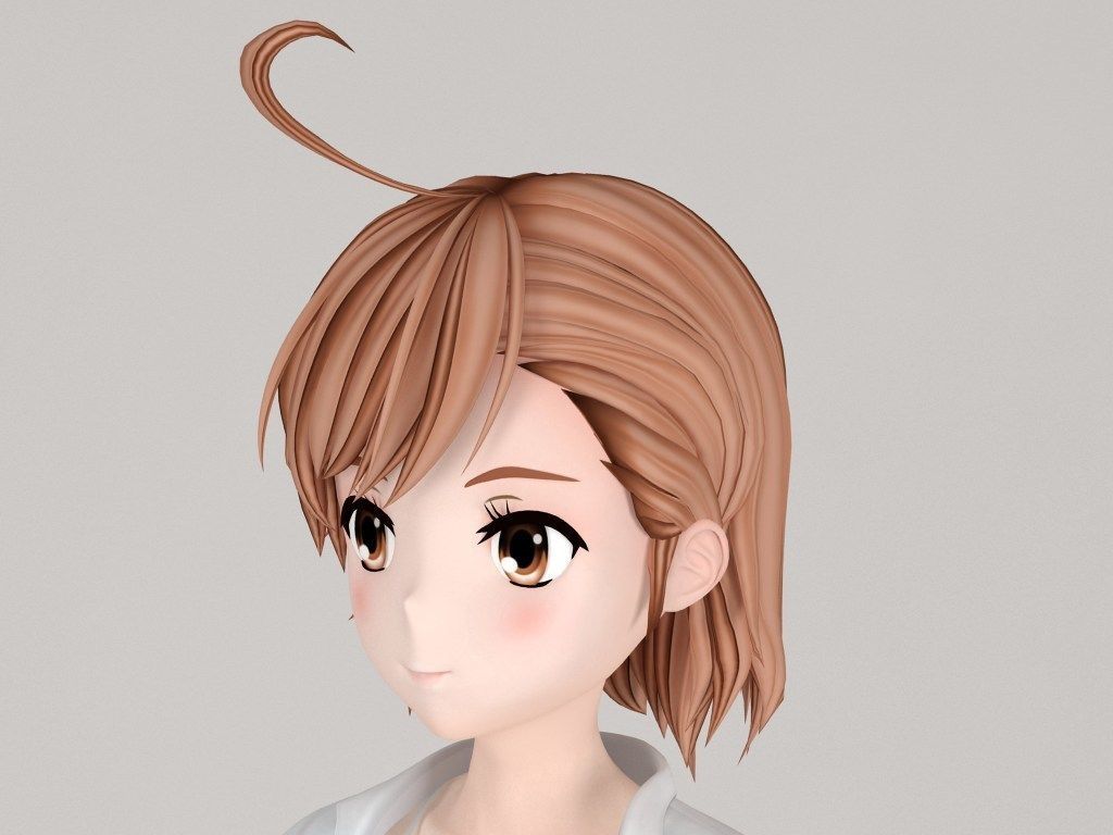 T pose rigged model of Last Order anime girl 3D model_3