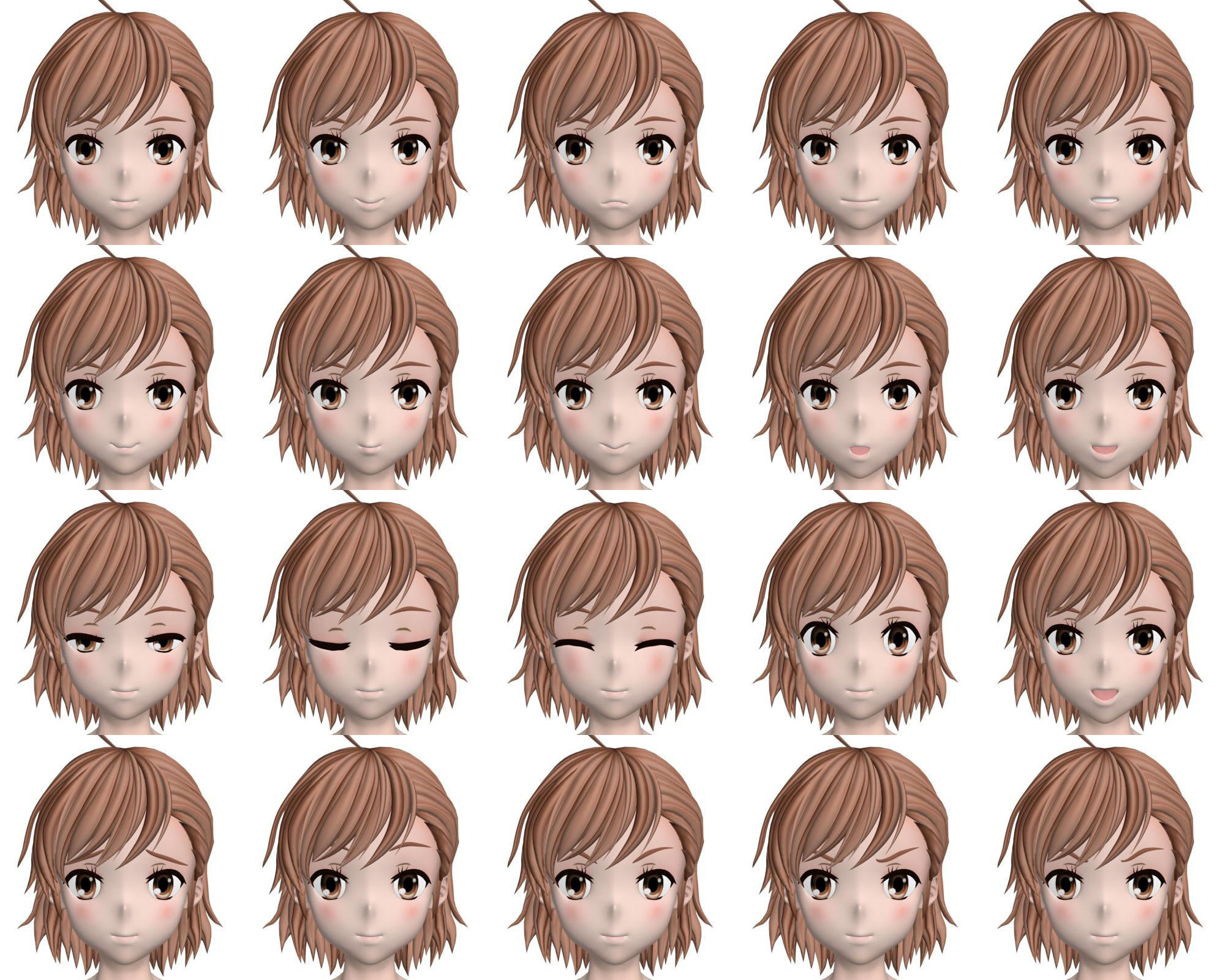 T pose rigged model of Last Order anime girl 3D model_4