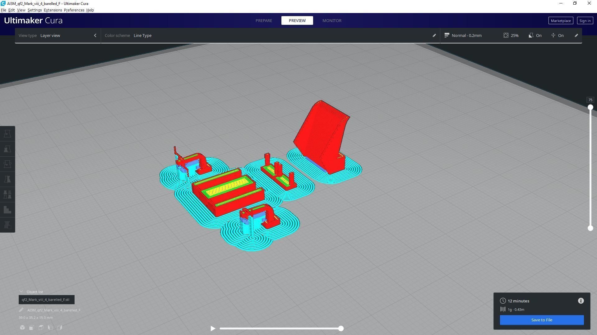 QF2 Mark VIII 4 barelled - Personal license - 1-72 scale 3D print model_21