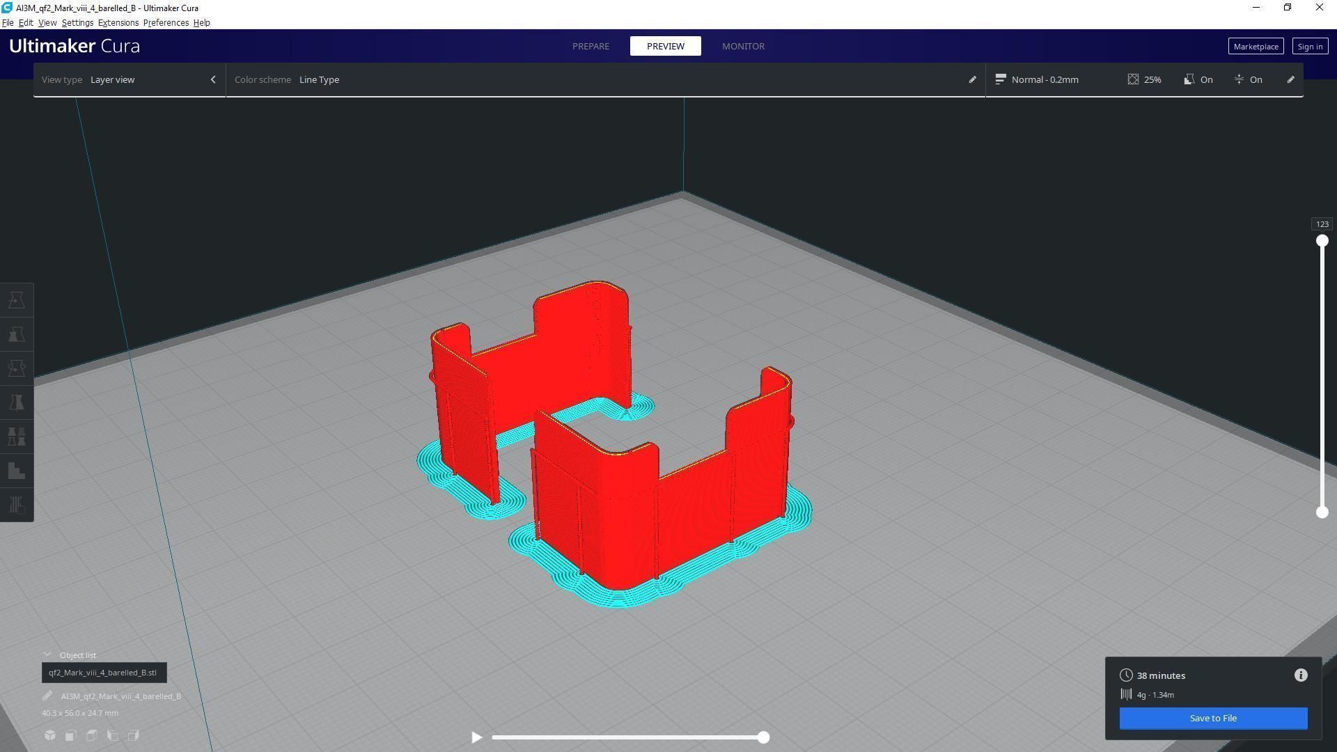 QF2 Mark VIII 4 barelled - Personal license - 1-72 scale 3D print model_17