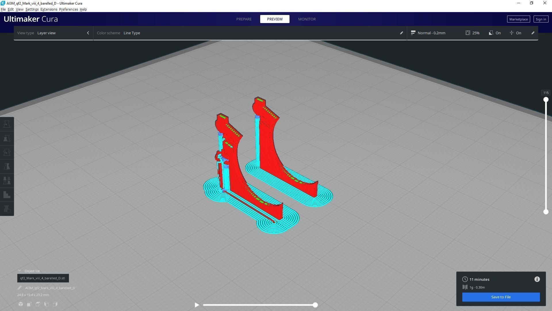 QF2 Mark VIII 4 barelled - Personal license - 1-72 scale 3D print model_19