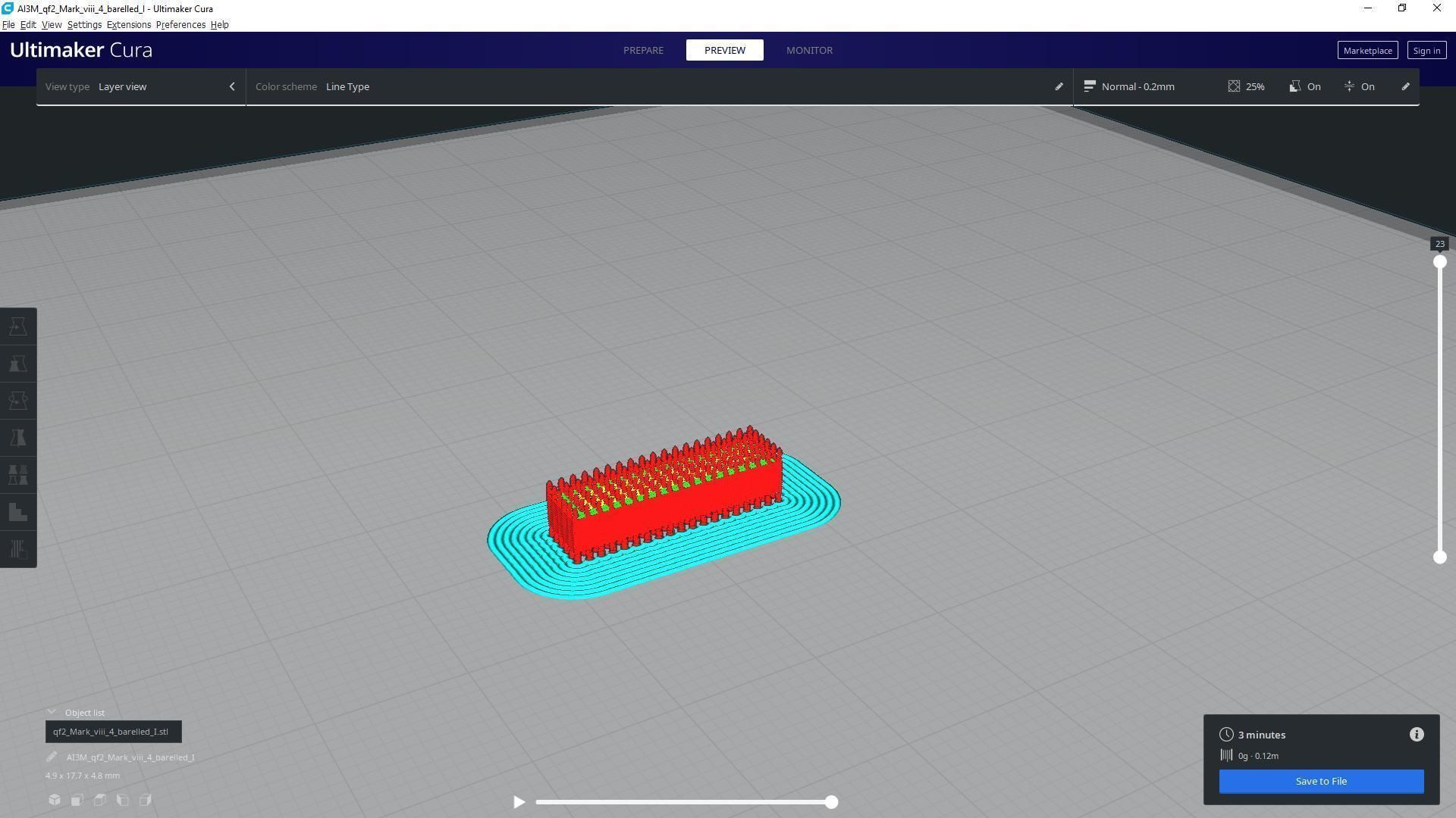 QF2 Mark VIII 4 barelled - Personal license - 1-72 scale 3D print model_24