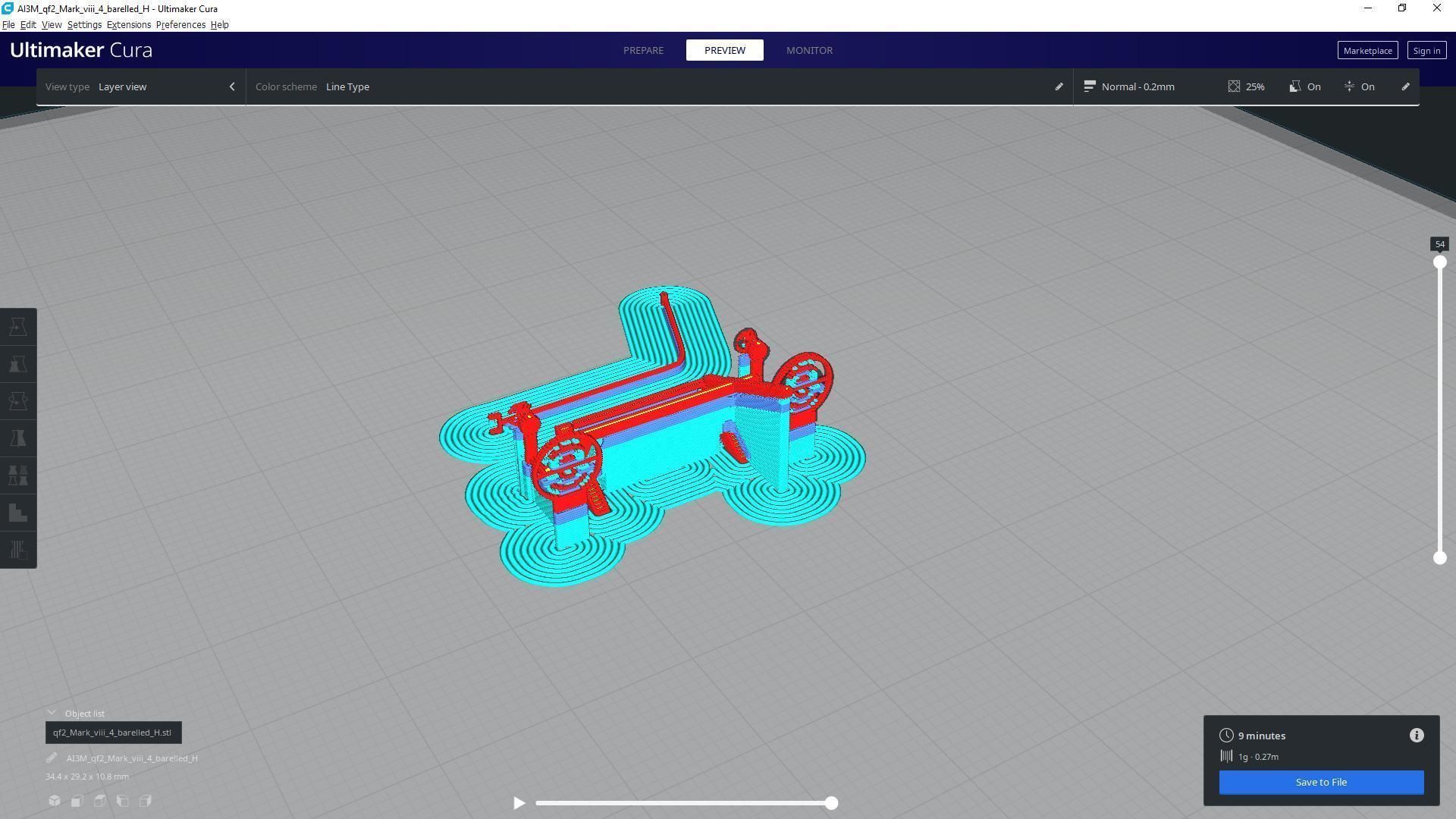 QF2 Mark VIII 4 barelled - Personal license - 1-72 scale 3D print model_23