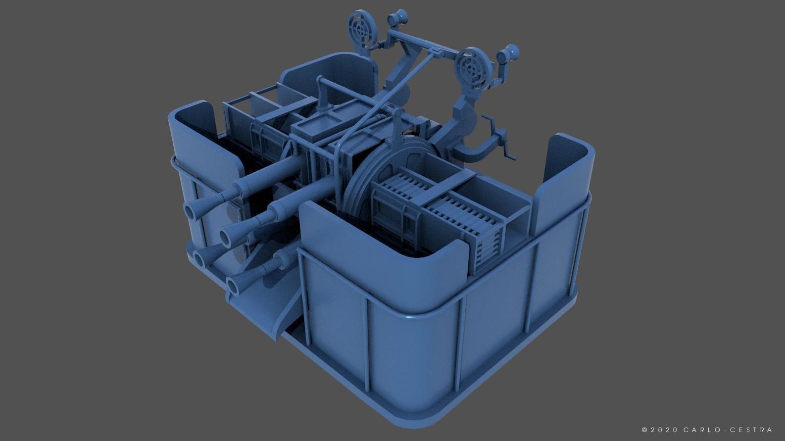 QF2 Mark VIII 4 barelled - Personal license - 1-72 scale 3D print model_3