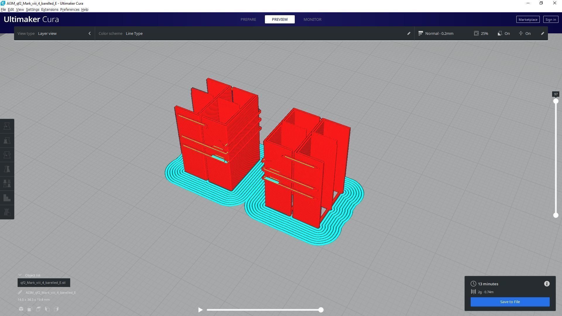 QF2 Mark VIII 4 barelled - Personal license - 1-72 scale 3D print model_20