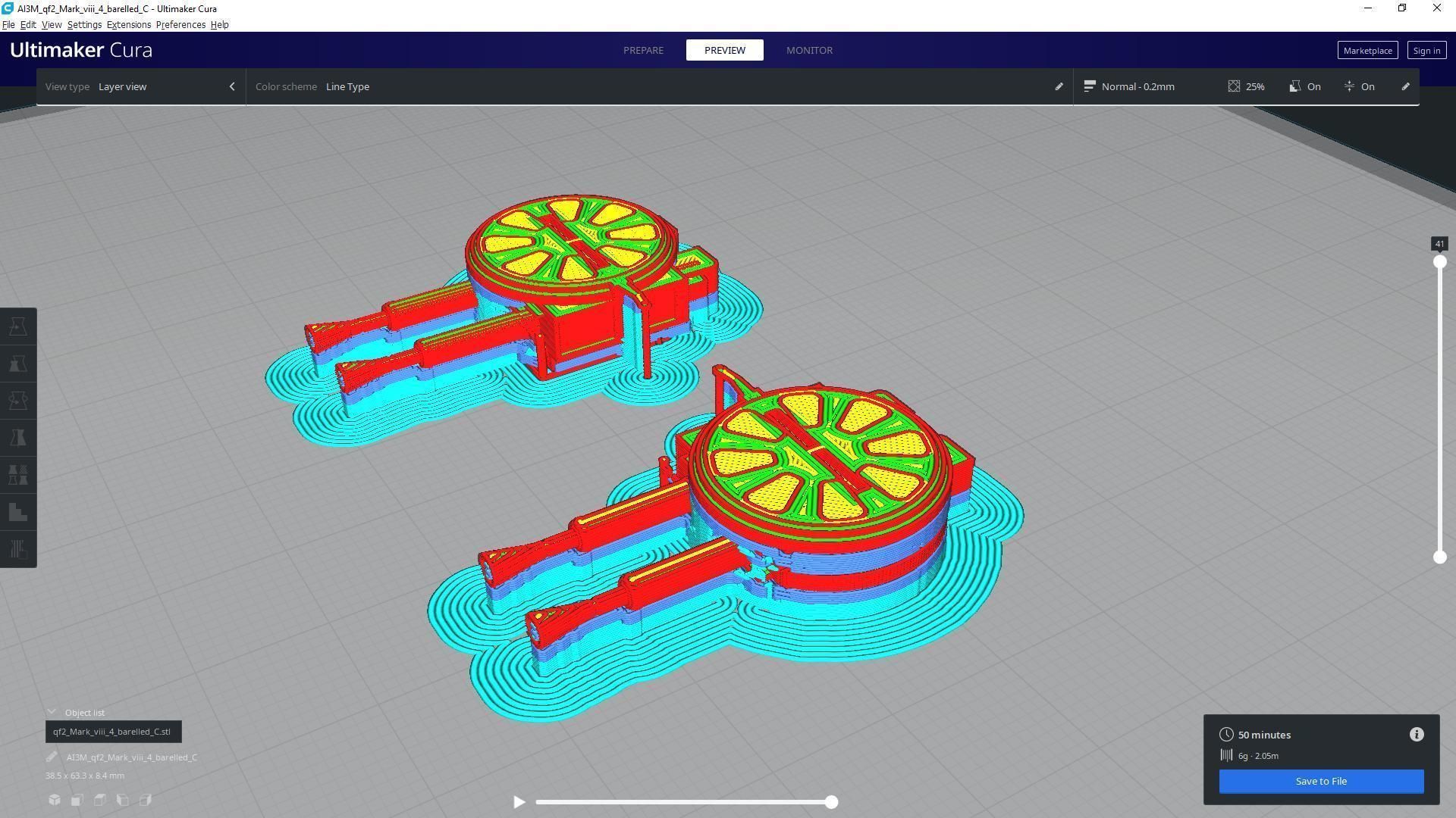 QF2 Mark VIII 4 barelled - Personal license - 1-72 scale 3D print model_18