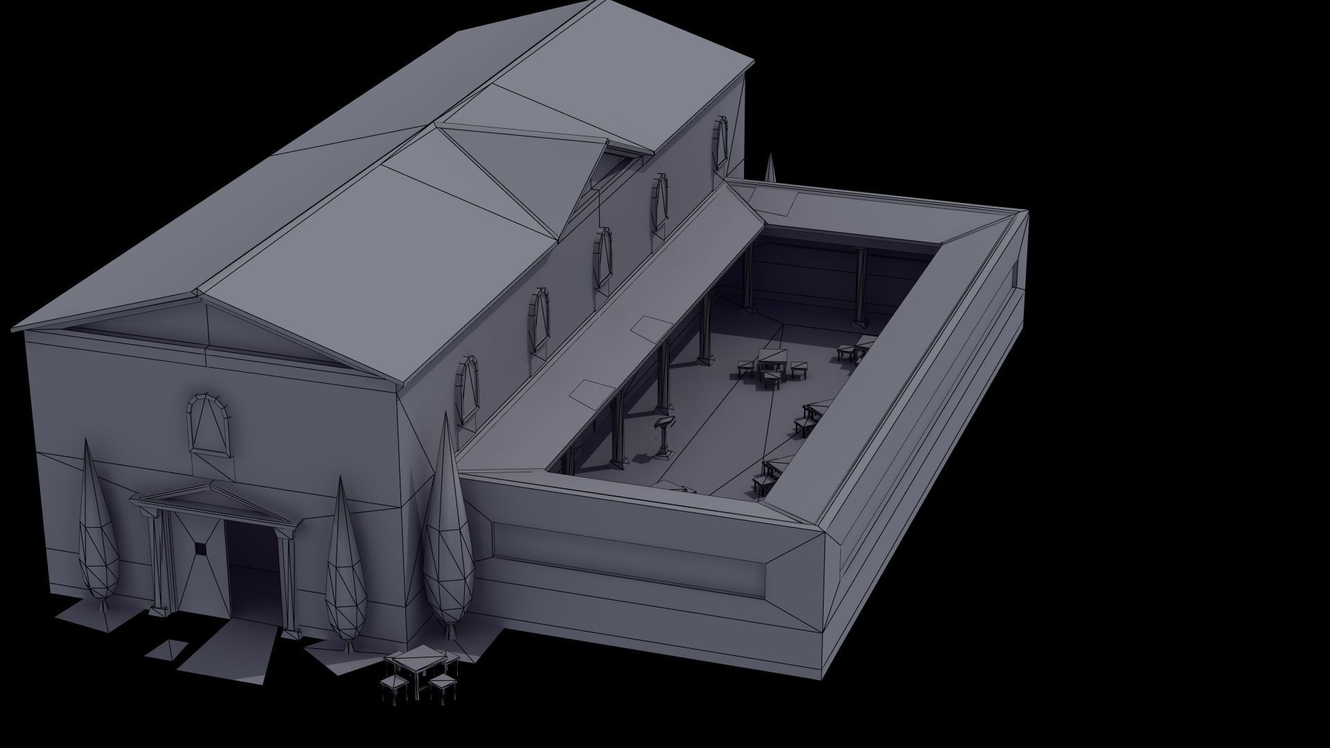 Ancient School Building 3D model_47