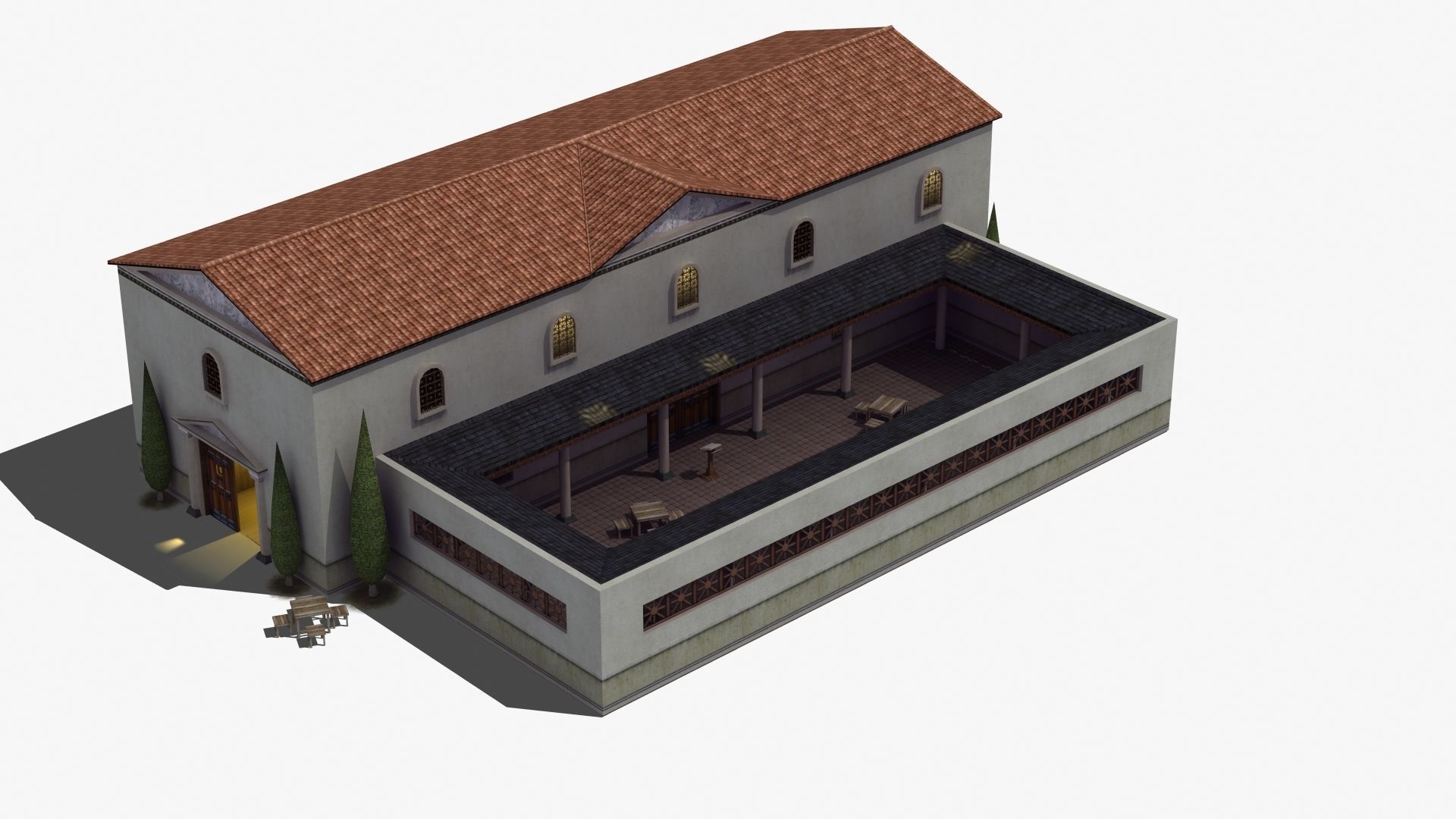 Ancient School Building 3D model_19